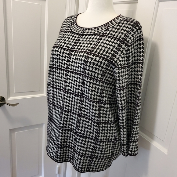 Calvin Klein Black Houndstooth Pullover Sweater Sz XL, Classic, Business Casual - Picture 2 of 9